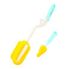 PUKU 企鵝 轉轉Q高密度海綿奶瓶刷組 360度旋轉握把 不含BPA, 藍色, 1組