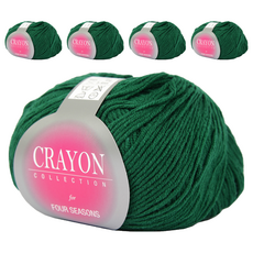 SILBARAM TEXTILE Crayon系列 毛線 12 綠色 50%棉 40%丙烯酸 10%人造絲 淨重45克, 5捆