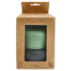 By Lille Vilde 矽膠杯蓋2入組, 100%食品級矽膠, 耐熱-40°C~230°C, 灰色 + 綠色, 7cm x 6cm, 1組