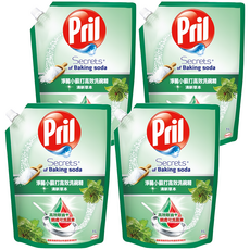 Pril 淨麗 小蘇打高效洗碗精草本 補充包, 德國科技 濃縮配方, 1L, 4包