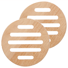 acacia home 木製圓形隔熱墊, 16*2cm, 木頭色, 2個