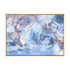 藍色卡農 抽象雲朵藝術畫, 木色