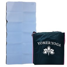 YOMER YOGA 加厚摺疊健身瑜珈止滑墊附收納袋, 183 x 61cm, 冰藍, 1個