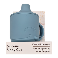 Nuby 矽膠兩用喝水杯 6個月以上, 鯨魚藍, 180ml, 1個