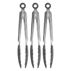 矽膠廚具食物夾 手柄木頭 矽膠金屬, 3支