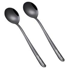 瑞典廚房 加厚304不鏽鋼湯匙/點心匙/甜點匙/飯匙/餐具 L(20.5cm), 黑色, 2支, 單件