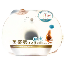 HONYARADOH 兩用美臀坐墊枕 可愛親膚 辦公室居家車用 20 x 26.5 x 9cm, 可愛貓咪 白色
