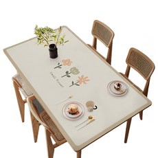 喬木居家 輕奢防燙隔熱皮革桌布, 米白色, 120 x 70cm, 1條