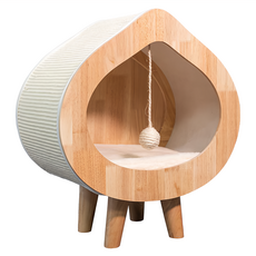 doter 寵愛物語 木元素水滴造型貓抓屋, 木色 + 白色, 1個