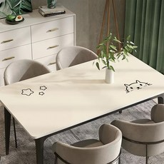 喬木居家 簡約清新防水耐磨桌墊 140 x 80cm 可愛風, 貓咪星星 米白色, 1個