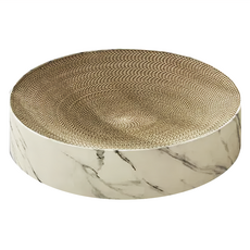 圓形瓦楞紙盆 - 大理石(中), 36*36*8cm, 瓦楞紙貓抓板玩具, 貓咪睡覺, 顏色隨機, 1個, 中 36 x 36 x 8cm