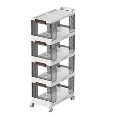 SHCJ 生活采家 移動式折疊推車收納架 四層, 簡灰色