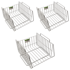 大台灣 斜口置物籃 塑膠鐵材質, 3個, 白色, 小(25 x 22 x 15cm)