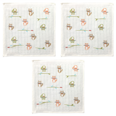 Gemini 雙星毛巾 家貓語錄紗布小方巾 100%純棉 綠色 3入, 24 x 24cm