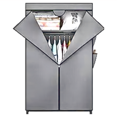 品屋 時尚衣櫃，360°全面密封，高強度加厚鋼管，鋼架結構, 灰色, 1個