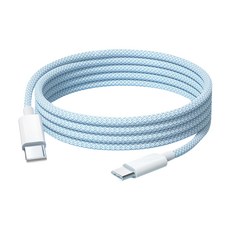 OMG 雙Type-C快充線 C to C 編織充電線 60W, 1m, 1條, 藍色