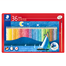 STAEDTLER 施德樓 LUNA 36色鐵盒水性色鉛筆, 1盒