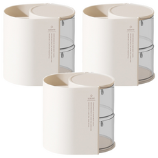 Solone 多功能雙層旋轉收納盒, 米白色, 3個