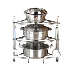 京太陽 廚房收納鍋架 落地鍋架 超大容量 穩固不搖晃 強力承重 升級五腳, 不鏽鋼色, 3層, 1個