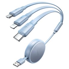 LISEN 李森 USB-Type-C + Lightning + Micro 伸縮數據線 2E350, 藍色, 1m, 1條