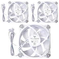 ASUS 華碩 TUF GAMING TF120 WHITE ARGB 3IN1 機殼散熱器 附控制器, 軍戎白, 3個