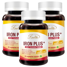 Lovita 當歸亞鐵素食膠囊 60顆, 甘胺酸螯合亞鐵, 複方補鐵, 3罐