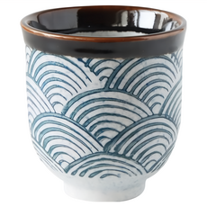 JUST HOME 陶瓷湯吞杯 180ml 5件組, 日式藍彩浪紋, 1組