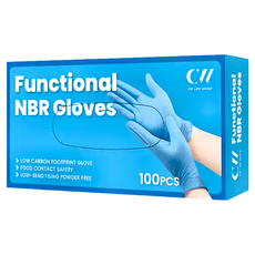CW 可營 NBR丁晴一次性手套 100個/盒 藍色 無粉 食品接觸安全, M, 1盒