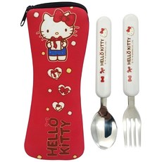 Hello Kitty 凱蒂貓 潛水布多功能袋餐具套裝, 2個入, Red, 1組