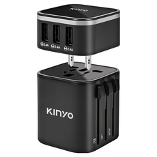 Kinyo 多合一萬國轉接頭 MPP-2345-1, 黑, 1個