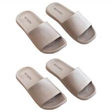 HOOM禾慕生活 皮革紋Q彈拖鞋2雙, EVA輕量防水材質, 奶茶可可, 40~41