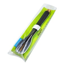 dipper 3合1檜木環保餐具4件組, 筷子 + 湯匙 + 叉子 + 布套, 潑墨黑色, 1組