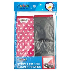 PUKU 藍色企鵝 推車把手保護套 2入 魔鬼氈黏貼 雙面設計 防水防汙, 粉點, 1組