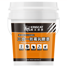 KINGCAT 貓王油漆 三合一防霉乳膠漆 室內專用 竹林水性乳膠漆 低VOC 耐洗刷性, 玫瑰白, 1L, 1罐