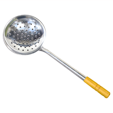 KANDA 神田 日本製 430不鏽鋼漏杓 料理漏杓 流線型 加厚款 木柄, 1支