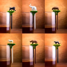 QUALy Hot Party Animal 草原派對 果叉組 70 x 20 x 10mm 6個, 多色, 1組