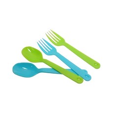 genki bebi 元氣寶寶 盒裝叉匙組 產地日本 PP材質 耐溫-20°C ~ 70°C, 1組, 湯匙 2個 + 叉子 2個, 混和顏色