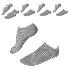 B.V.D. 舒適條紋女踝襪 6雙入 60%棉, 22~25cm, 中灰
