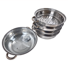 不鏽鋼五層蒸鍋, 410不鏽鋼, 底鍋-28*9cm, 蒸層-28*7cm, 1組