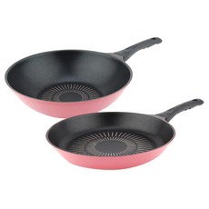 Kitchen-Art 鑽石不沾鍋兩件組, 粉色, 平底鍋28cm + 炒鍋28cm, 1組