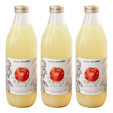 JA 相馬村 青森蘋果汁, 純正蘋果汁不含一滴水, 果汁含有率99.9%, 嚴選蜜蘋果, 香氣濃郁, 甜美可口, 1L, 3瓶