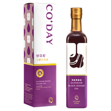 CO'DAY 好日籽 100%鮮榨頂級黑麻油, 低溫壓榨 保留醇厚香氣 適合冬季養生進補, 500ml, 1瓶