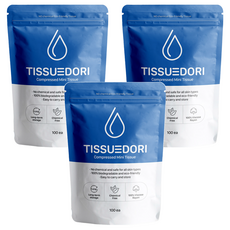 TissuEDori 迷你壓縮紙巾 100%粘膠人造絲, 100顆, 3袋