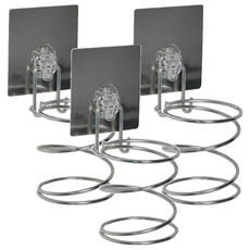 KM生活 日式簡約無痕不銹鋼魔力貼吹風機架, 直徑8cmx高14cm, 可承重5kg, 3個, LT-82011