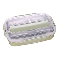 Mega 北歐304不鏽鋼分格便當盒 北歐綠 PP外殼耐熱120°C以下, 26.5 x 19 x 5.6cm, 1個