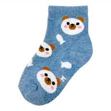 B.V.D. 兒童款 小熊1/2襪 Set 6雙 台灣製造, 13~16cm, 藍色