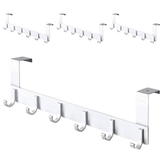 妃妃嚴選 太空鋁門後掛鈎 6鈎 經典白, 4個