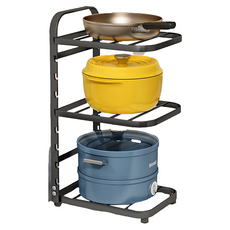 可掛式多層鍋架, 碳鋼材質, 高溫烤漆, 防腐防鏽, 3層, 黑色, 1個