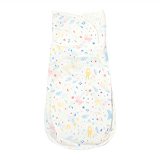 Newstar 明日之星 新生兒袋鼠型育兒好眠包巾 便利黏扣設計 透氣材質 四季可用, 白底印花