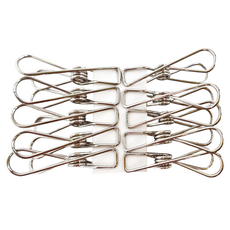 Little Pink Rabbit 粉彩小兔 不鏽鋼通用夾 Set 10個 衣物收納, 銀色, 12組